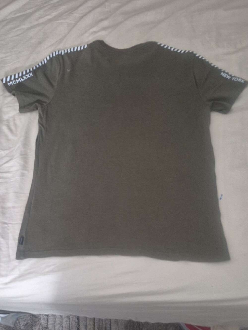 Express Olive Green Short-Sleeve Tee with Pink & White Graphics - Picture 2 of 3